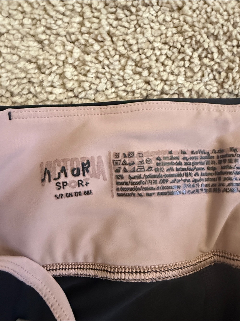 Victoria's Secret Black Leggings with Light Pink Side Stripes - Picture 2 of 3